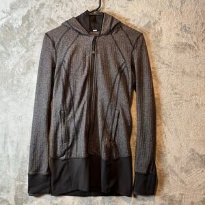 Lululemon Daily Practice Jacket Full Zip‎ Hooded Grey And Black Womens Size 6